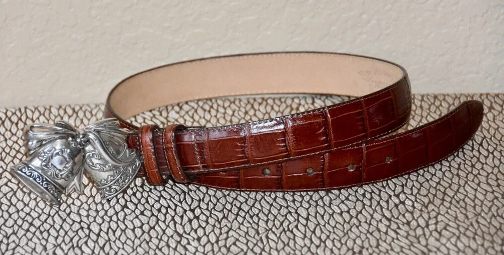 Brighton Holiday Signature Series 1998 Brown Leather Snake Print Belt Size 28